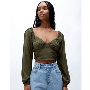 L.A. Hearts Long Sleeve Ruched Bustier Top | Size Medium